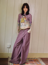 Curved Wide Pants in Purple — AREUMIEUR