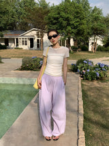 Striped Wide Leg Pants in Lavender — AREUMIEUR