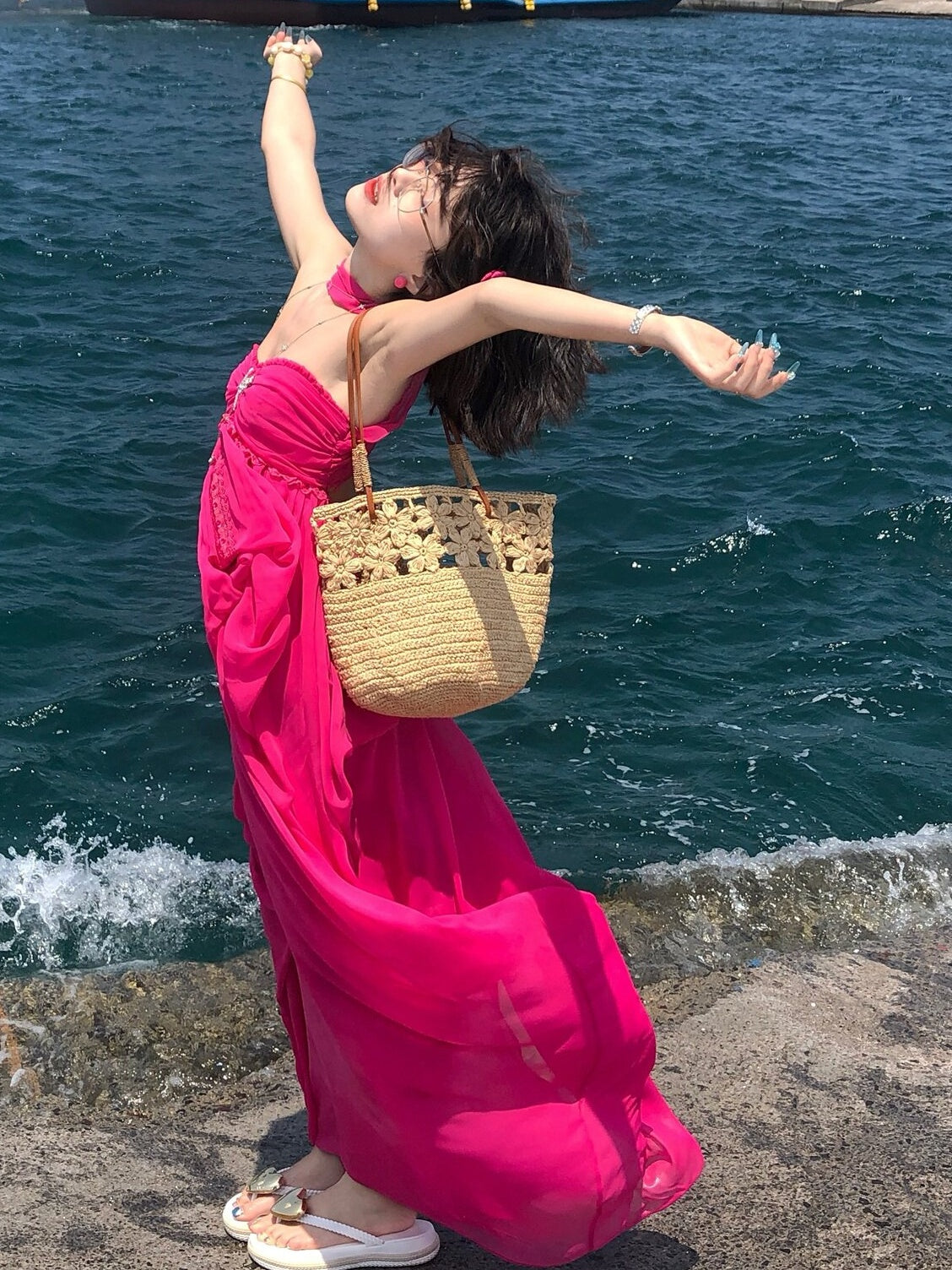 Halter Bandeau Maxi Dress in Pink — AREUMIEUR