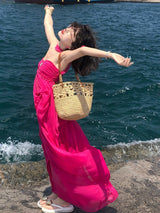 Halter Bandeau Maxi Dress in Pink — AREUMIEUR