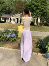 Striped Wide Leg Pants in Lavender — AREUMIEUR, look 2