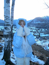 Alpine Loose fit Hooded Puffer - Baby Blue