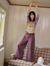 Curved Wide Pants in Purple — AREUMIEUR