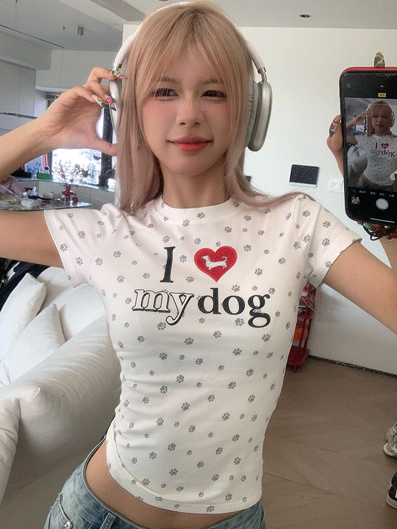 Love Paw Crop Tee - Gray