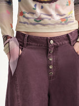 Curved Wide Pants in Purple — AREUMIEUR, detail 1