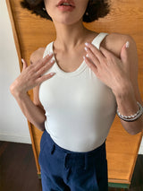 U neck Strapless top - Pure White