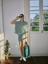 Classic Stripe Collar Tee - Green&White