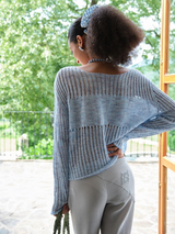 Glint Sheer Knit Pullover - Pure Blue