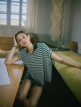 Classic Stripe Collar Tee - Green&White