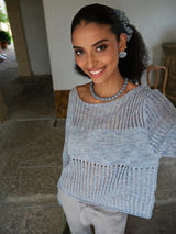 Glint Sheer Knit Pullover - Pure Blue