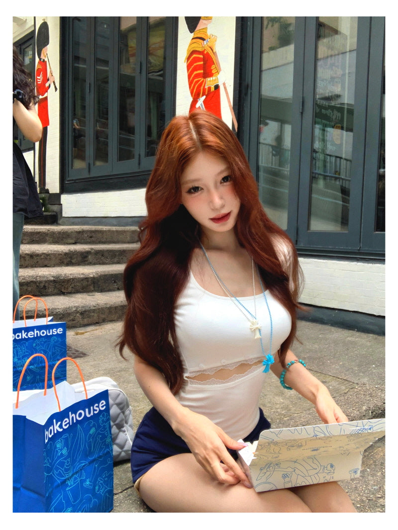 Cut-Out Lace Tee - White