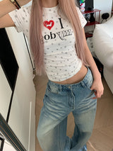 Love Paw Crop Tee - Gray