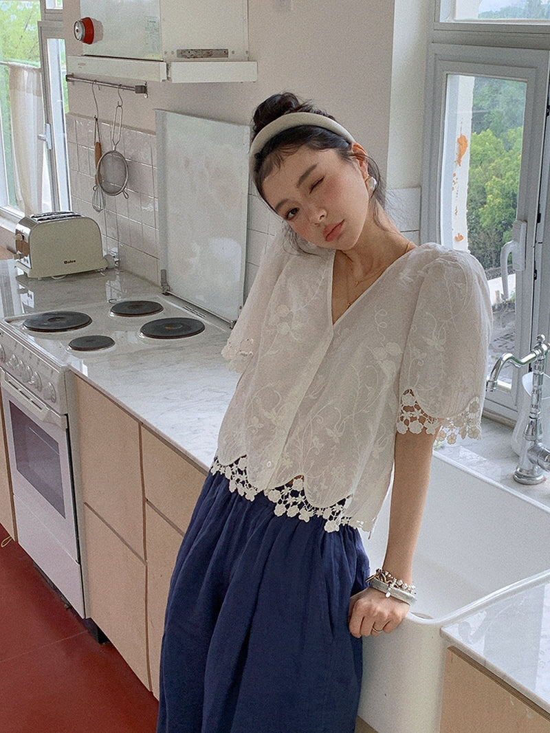 Lace V Neck Top