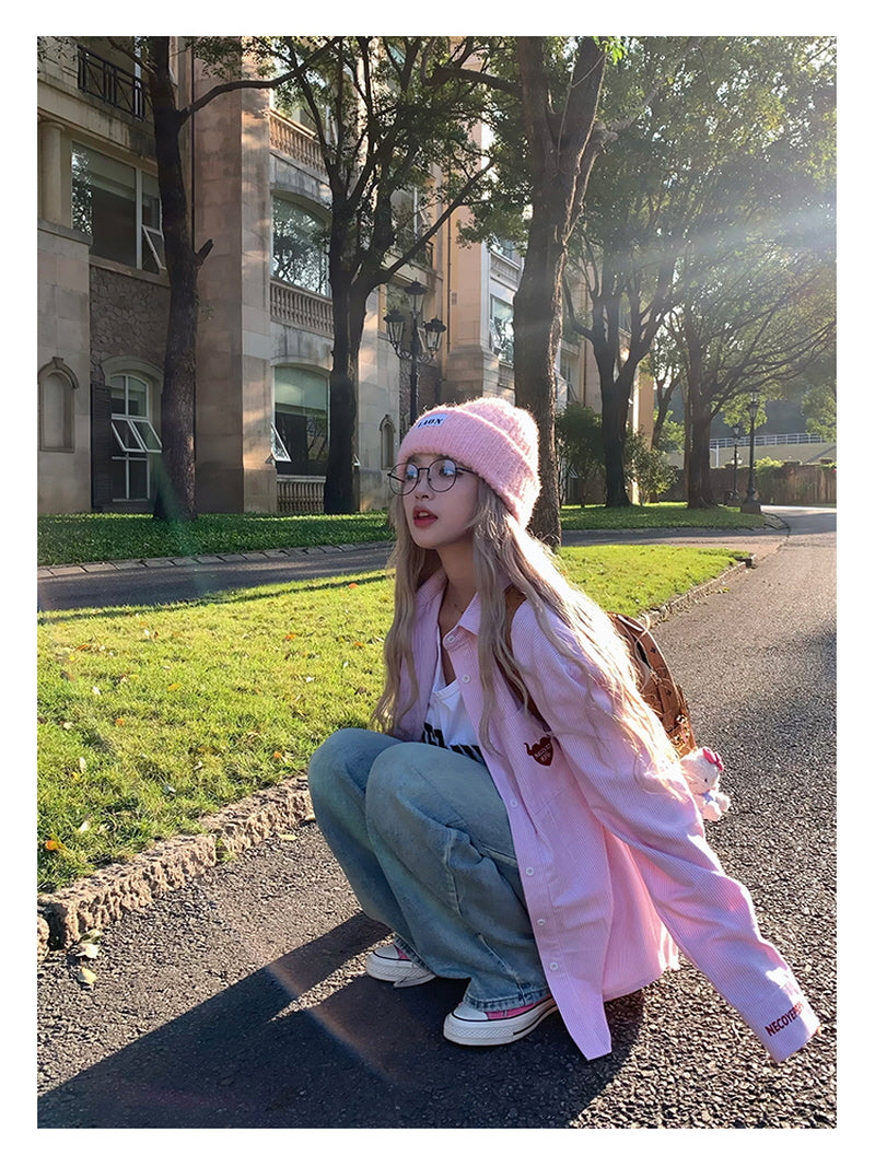 Classic Stripe Collar Shirt - Pink