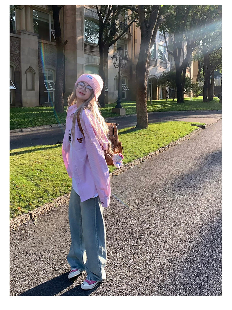 Classic Stripe Collar Shirt - Pink