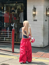 Retro Slouchy Wide Pants - Red