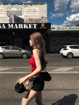 Slim Strap Curve Top - Red
