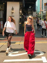 Retro Slouchy Wide Pants - Red