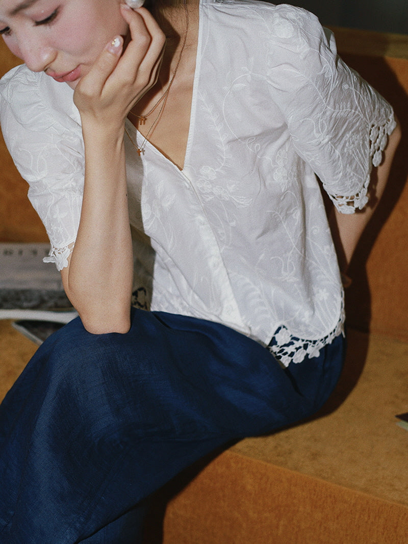 Lace V Neck Top