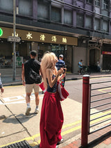 Retro Slouchy Wide Pants - Red — AREUMIEUR, city look 3