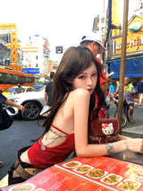 Chain Backless Top - Red