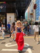 Retro Slouchy Wide Pants - Red