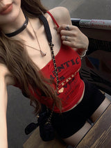 Slim Strap Curve Top - Red