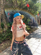 Love Paw Crop Tee - Red