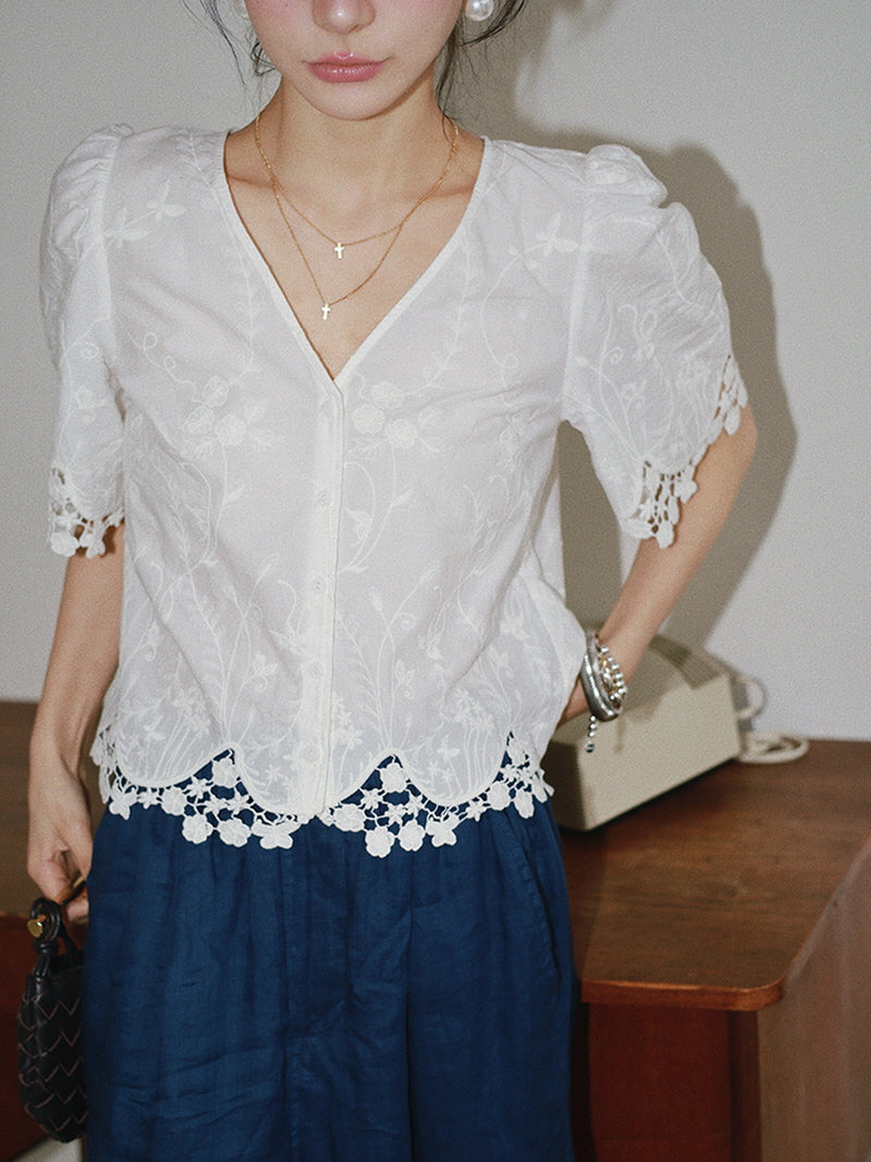 Lace V Neck Top