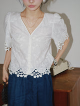 Lace V Neck Top
