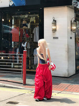 Retro Slouchy Wide Pants - Red