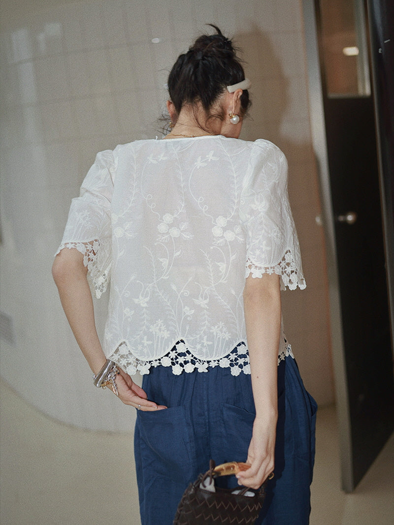 Lace V Neck Top