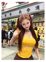 Cut-Out Lace Tee - Yellow