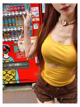 Cut-Out Lace Tee - Yellow