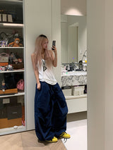 Retro Slouchy Wide Pants - Navy