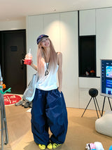 Retro Slouchy Wide Pants - Navy