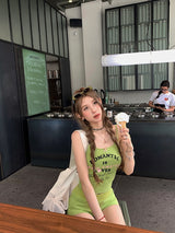 Slim Strap Curve Top - Green