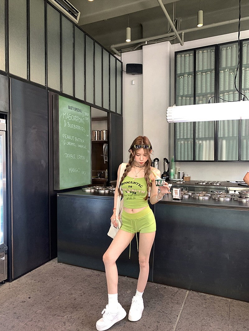 Slim Strap Curve Top - Green