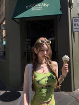 Slim Strap Curve Top - Green