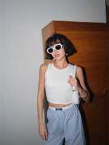 U neck Strapless top - Pure White