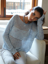 Glint Sheer Knit Pullover - Pure Blue
