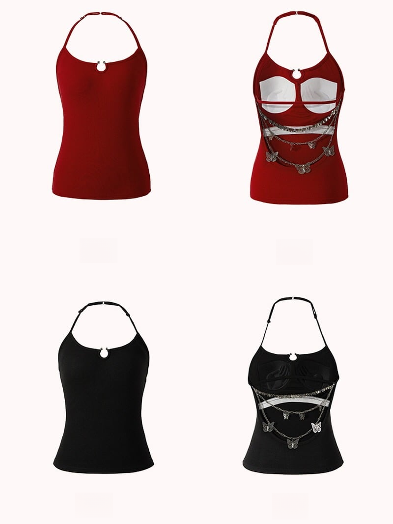 Chain Backless Top - Black