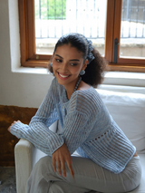 Glint Sheer Knit Pullover - Pure Blue