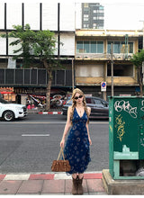 Astro Slip Maxi Dress - Long in Navy blue, full length
