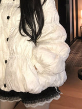 Embossed Down Jacket in Beige, quilted down jacket — AREUMIEUR, detail 2