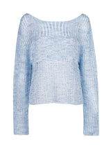 Sheer Knit Pullover in Blue, linen sweater — AREUMIEUR, detail 1