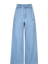 Slouch Flow Wide Denim in Light Blue, light wash wide leg jeans — AREUMIEUR, detail 2