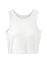U-Neck Rib Tank in White, ribbed tank top — AREUMIEUR, detail 1