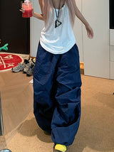 Retro Slouchy Wide Pants - Navy — AREUMIEUR, look 1
